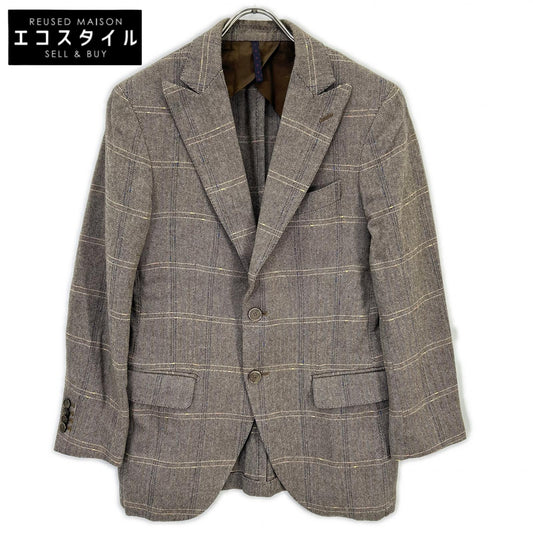 GRAVE BROWN G525 Herringbone/Windowpane Flannel Jacket 44 Men's