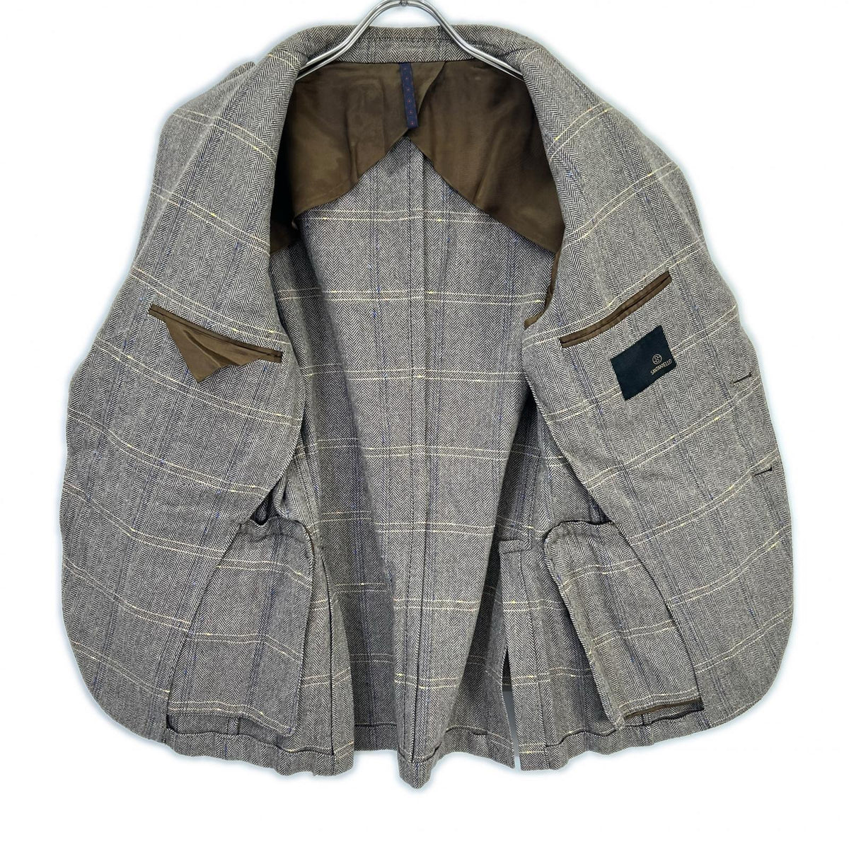 Santaniello サンタニエッロ gray brown G525 herringbone/windowpane flannel jacket jacket