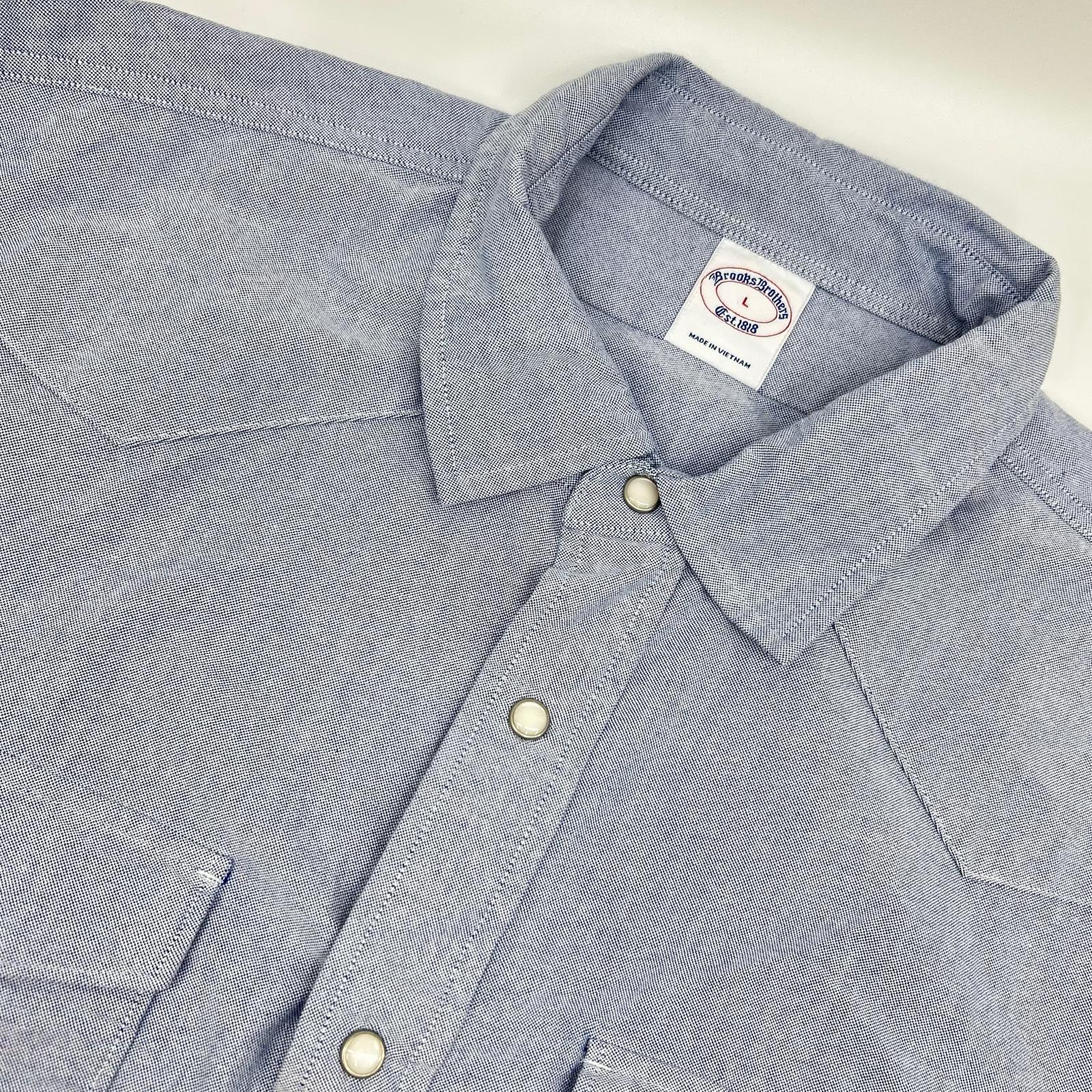 Brooks Brothers 布克兄弟 萨克斯蓝 100221444 牛津布西部风周五衬衫 上衣