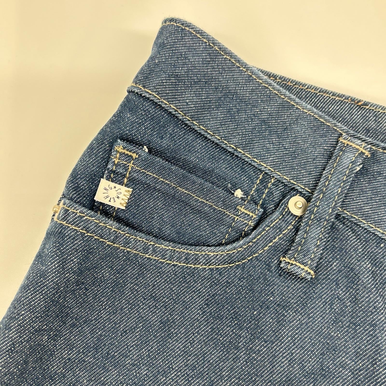 SOMETHING サムシング グレイッシュブルー LISA SEA58 ワイドハイウエストストレッチ デニム ボトムス
