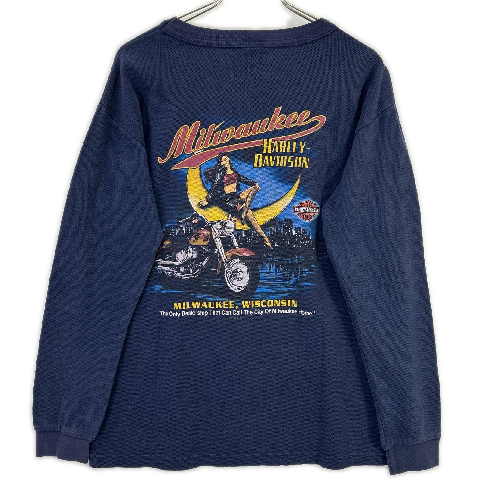 HARLEY DAVIDSON ハーレーダビッドソン ネイビー ピンナップガール ロンT トップス