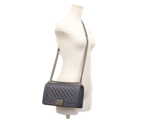 CHANEL シャネル 美品 24番台 ボーイシャネル25 キャビアスキン チェーン ショルダーバッグ