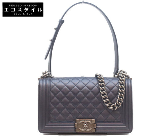 CHANEL シャネル 美品 24番台 ボーイシャネル25 キャビアスキン チェーン ショルダーバッグ