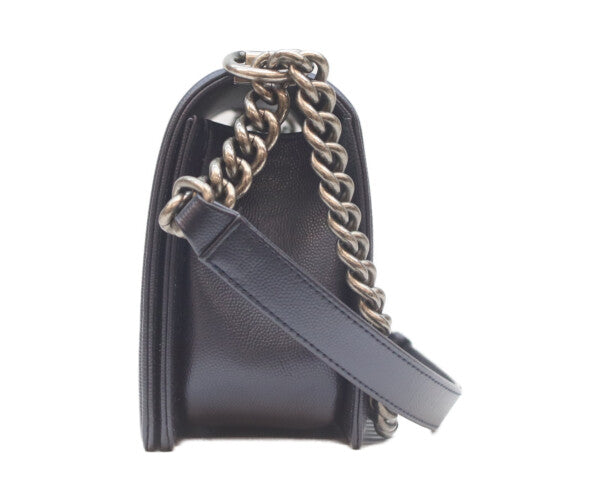 CHANEL シャネル 美品 24番台 ボーイシャネル25 キャビアスキン チェーン ショルダーバッグ