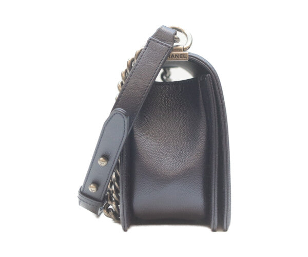 CHANEL シャネル 美品 24番台 ボーイシャネル25 キャビアスキン チェーン ショルダーバッグ