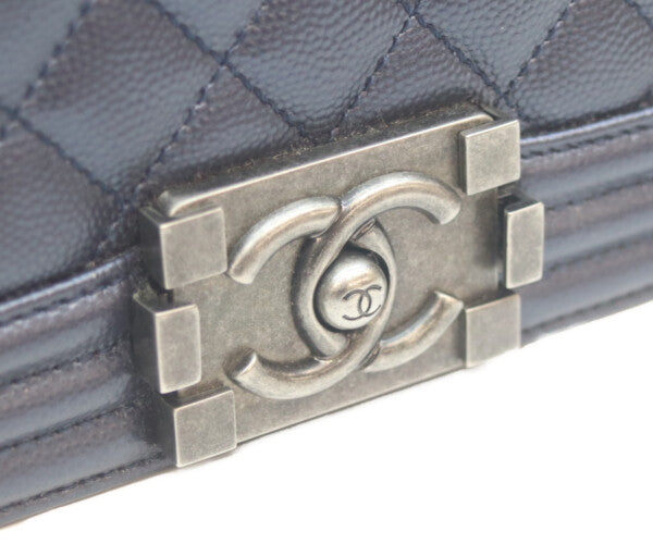 CHANEL シャネル 美品 24番台 ボーイシャネル25 キャビアスキン チェーン ショルダーバッグ