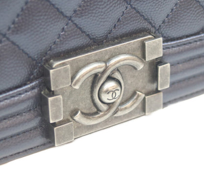 CHANEL シャネル 美品 24番台 ボーイシャネル25 キャビアスキン チェーン ショルダーバッグ