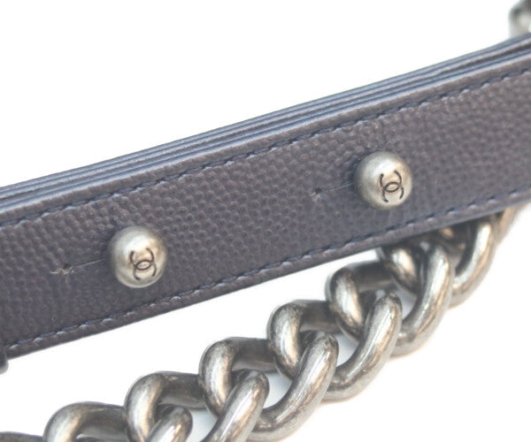 CHANEL シャネル 美品 24番台 ボーイシャネル25 キャビアスキン チェーン ショルダーバッグ