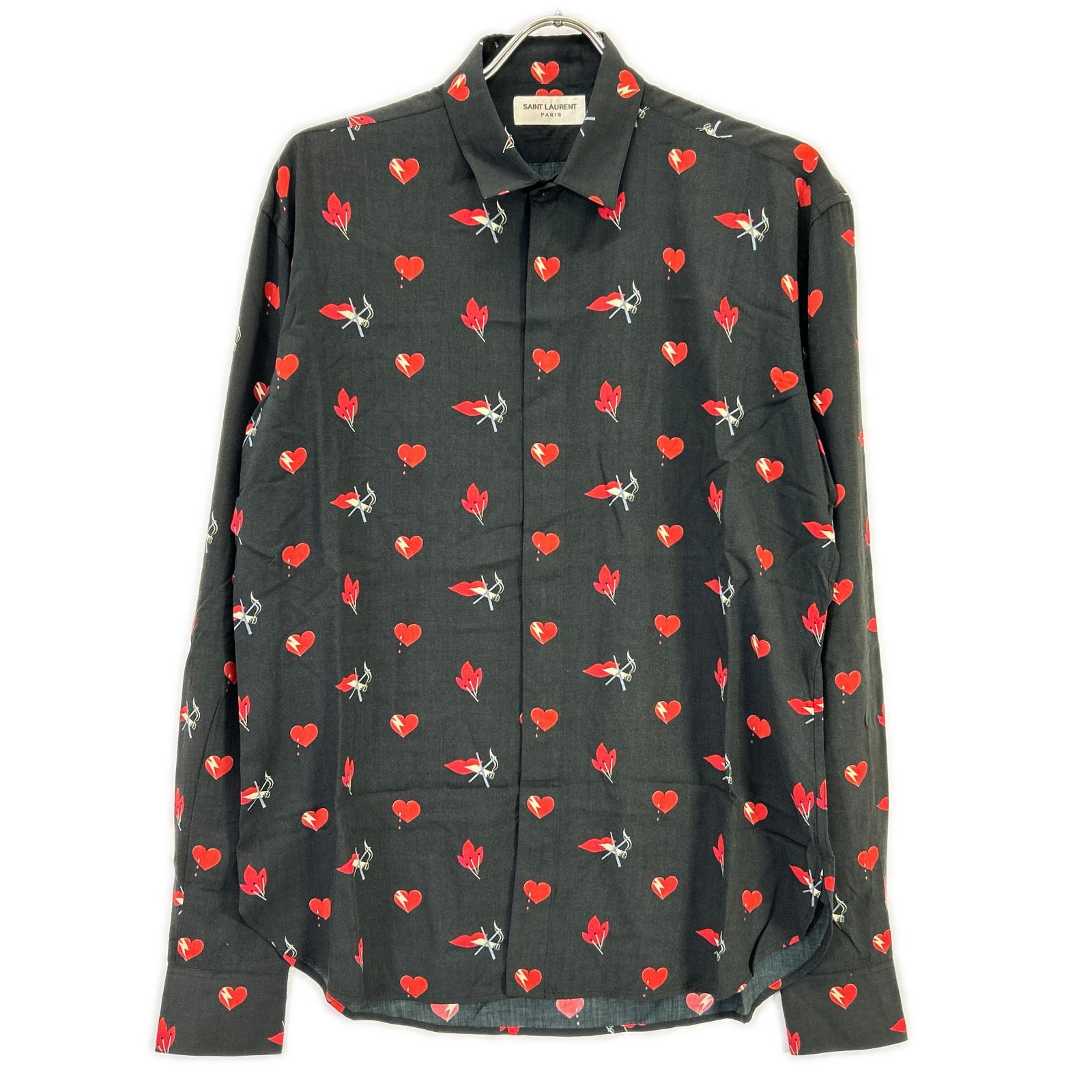 SAINT LAURENT PARIS サンローランパリ ブラック 2017年 481667 17AW ノースモーキングハート シャツ トップス