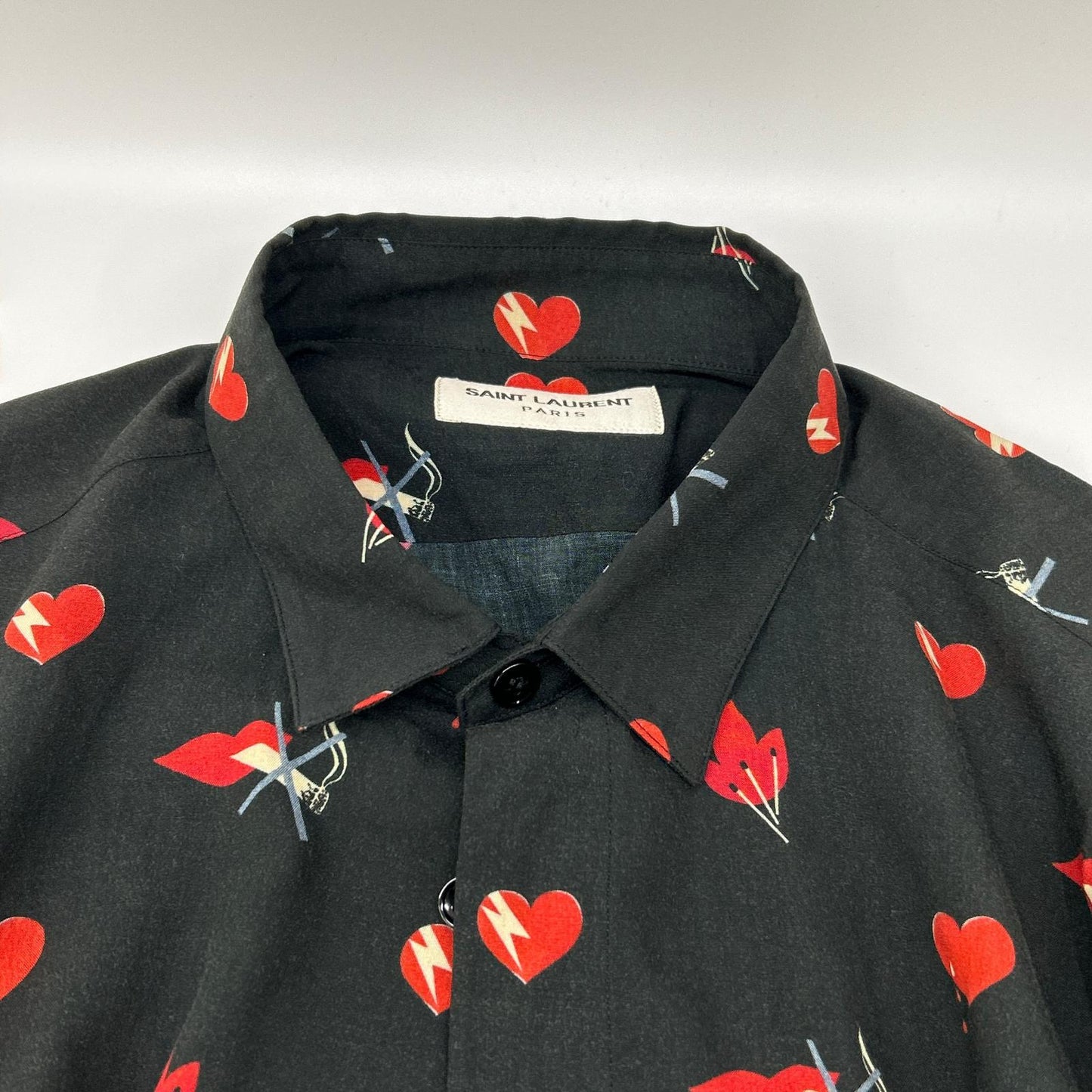 SAINT LAURENT PARIS サンローランパリ ブラック 2017年 481667 17AW ノースモーキングハート シャツ トップス