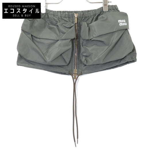 MIUMIU 缪缪 【美品/国内正品】MG1986 Logo 抽绳科技面料迷你半身裙