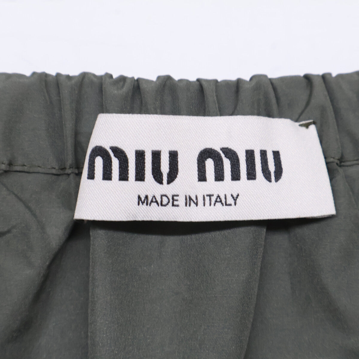 MIUMIU ミュウミュウ 【美品/国内正規】MG1986 ロゴ ドローストリングテクニカルファブリック ミニ スカート
