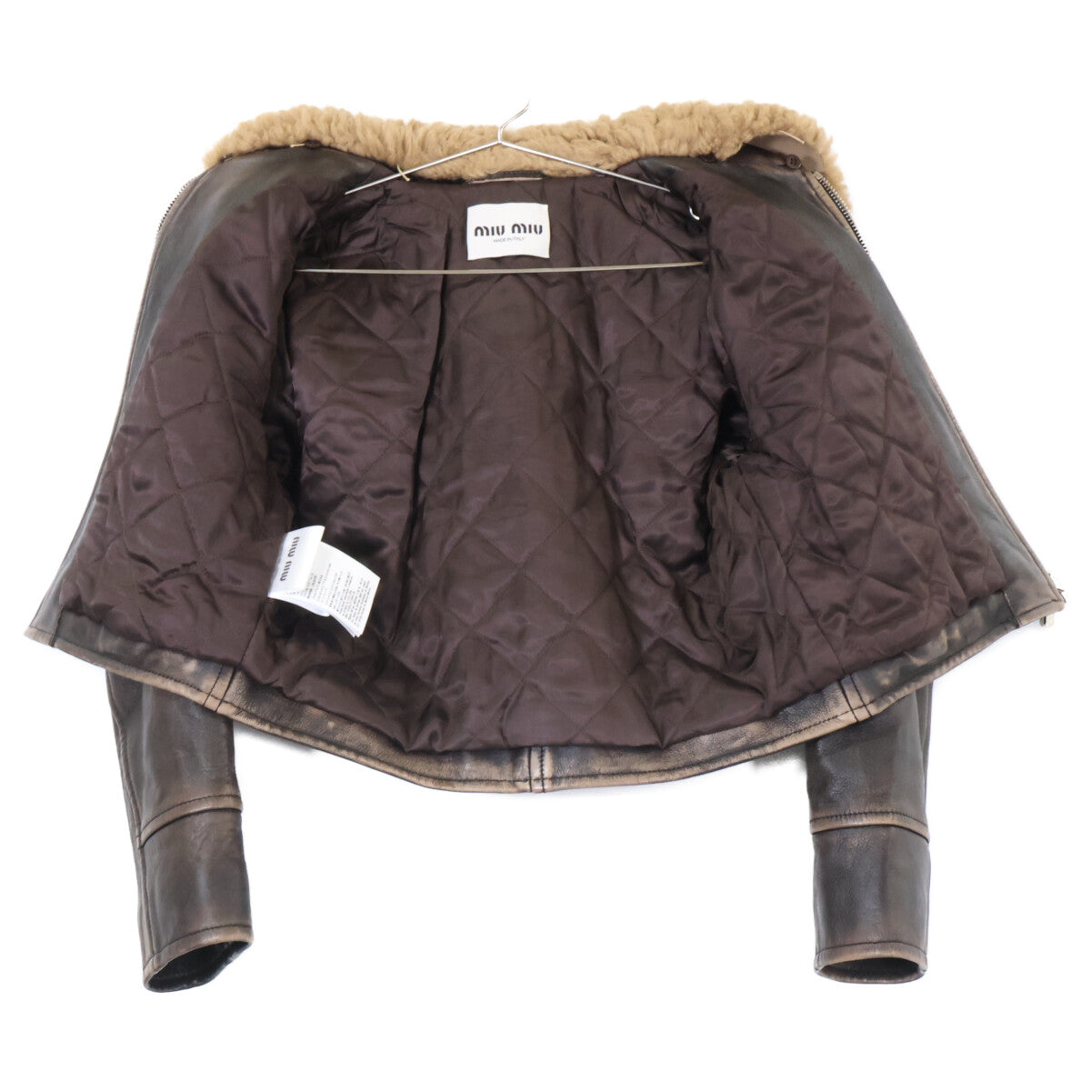 MIUMIU 缪缪 【美品/国内正品】MPV827 羊羔皮带毛领飞行员夹克 夹克