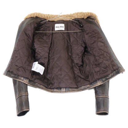 MIUMIU 缪缪 【美品/国内正品】MPV827 羊羔皮带毛领飞行员夹克 夹克