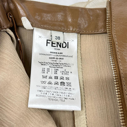 FENDI フェンディ ブラウン FPD946 AL8V 22年製 レザースカート スカート
