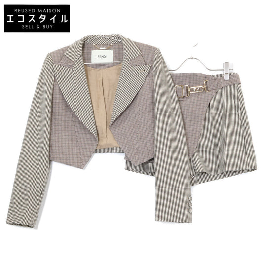 FENDI フェンディ 【美品/国内正規】FJ7292/FR6410 AKSM ガンクラブチェック ショートジャケット/ショートパンツ セットアップ スーツ セットアップ