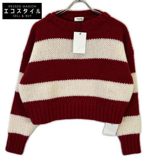 CELINE セリーヌ レッド/アイボリー FW23 2ADC4932V-01LV ルーズフィットニット トップス