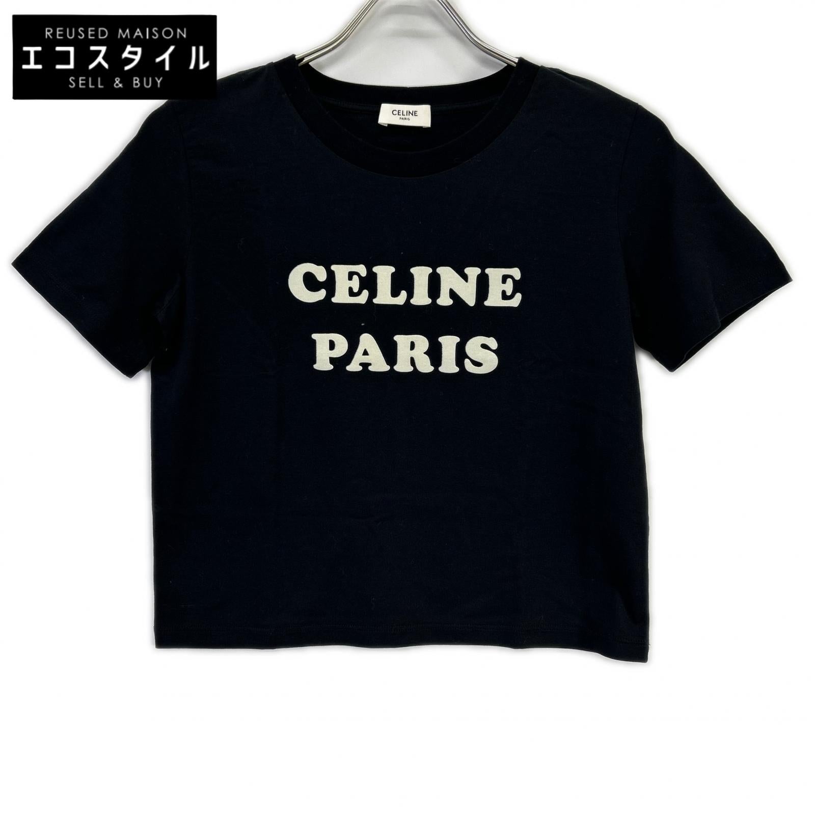 CELINE セリーヌ ブラック 2X885671Q フロッキープリント Tシャツ トップス