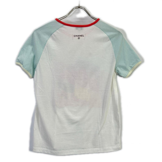 CHANEL White P55821K07323 Raglan Sleeve T-shirt Top