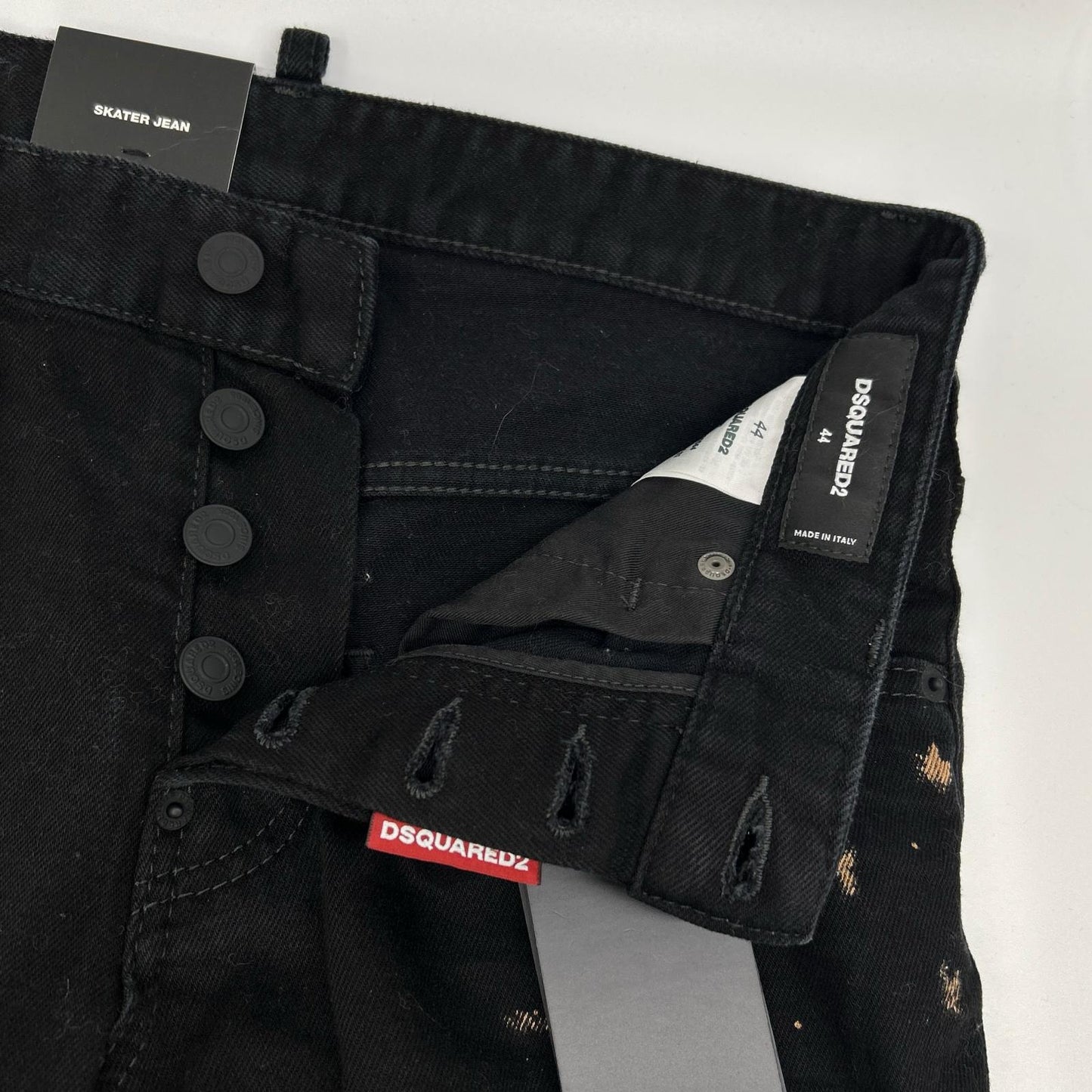 DSQUARED2 S79LA0071 ICON Black Milky Wash Skater Jeans Bottoms