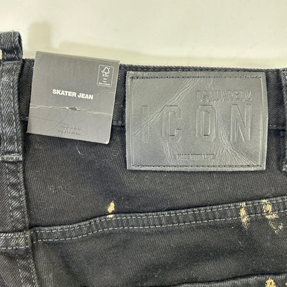 DSQUARED2 S79LA0071 ICON Black Milky Wash Skater Jeans Bottoms