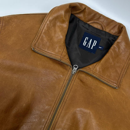 GAP 盖璞 OLD 00年代 棕色牛皮拉链夹克 夹克