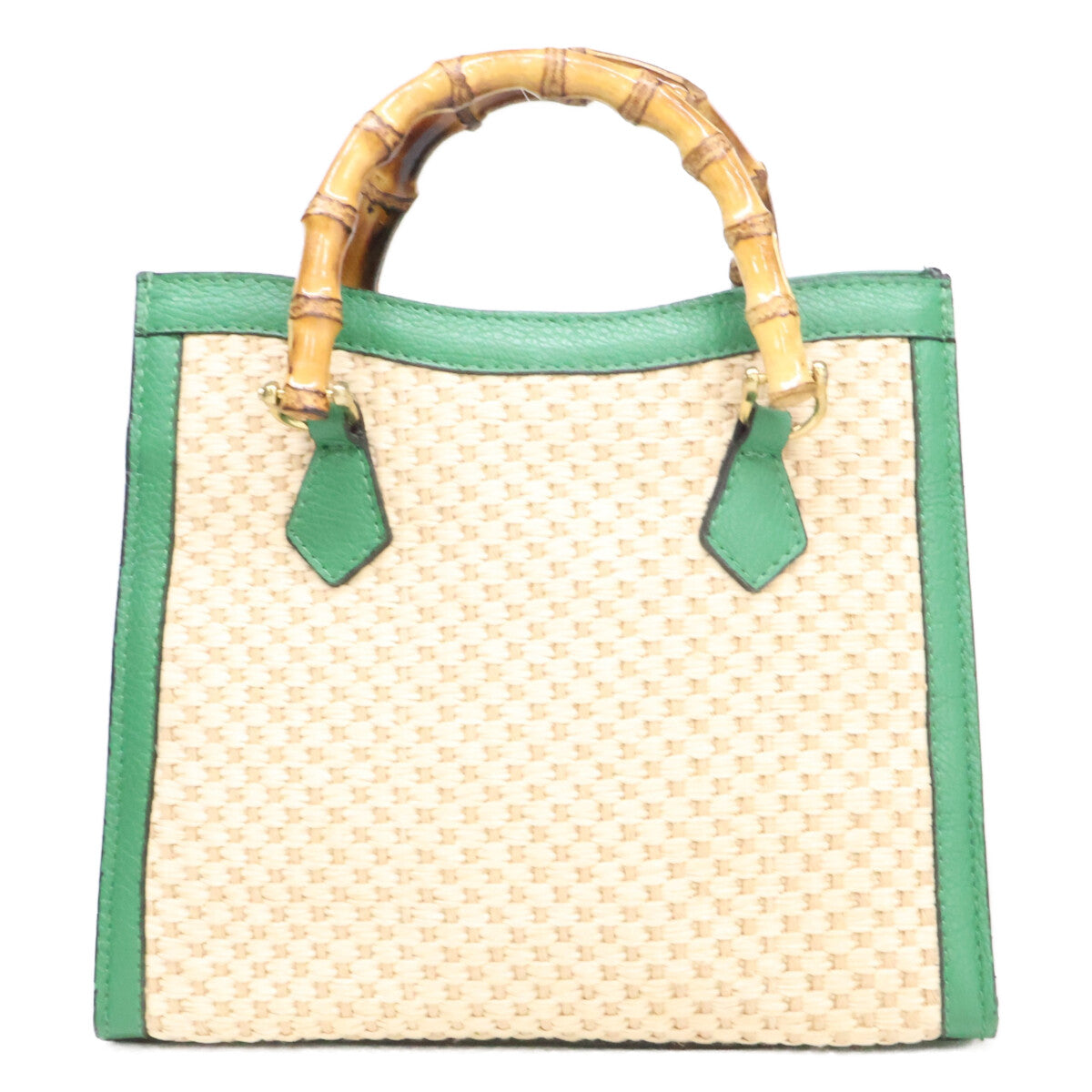 MODE FOURRURE モードフルーレ MLG-5012 バンブーハンドル レザー/ラフィア切替 2WAYショルダー ハンドバッグ