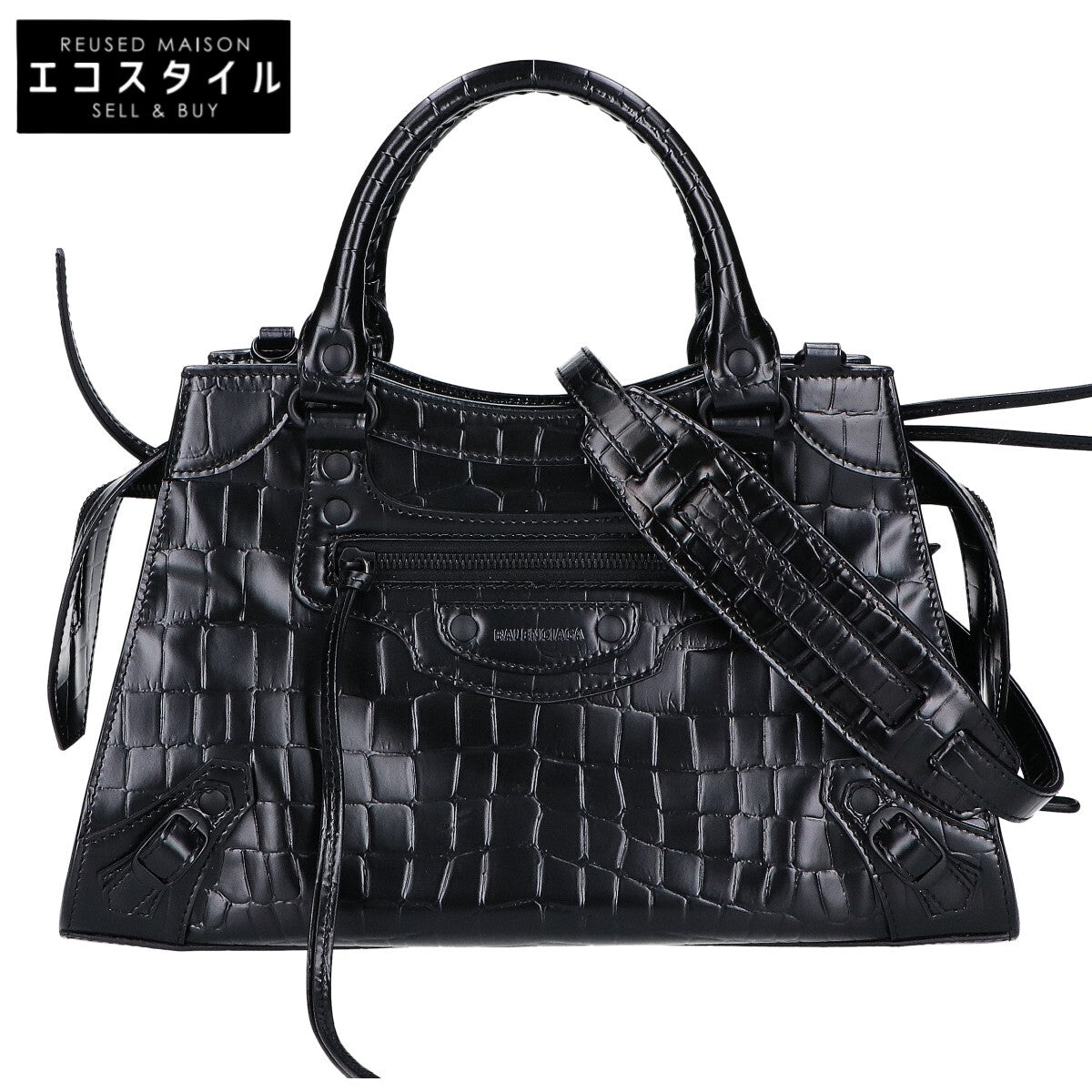 BALENCIAGA Balenciaga Beautiful 638521 Embossed Leather Neo Classic City Small 2-Way Shoulder Bag Handbag