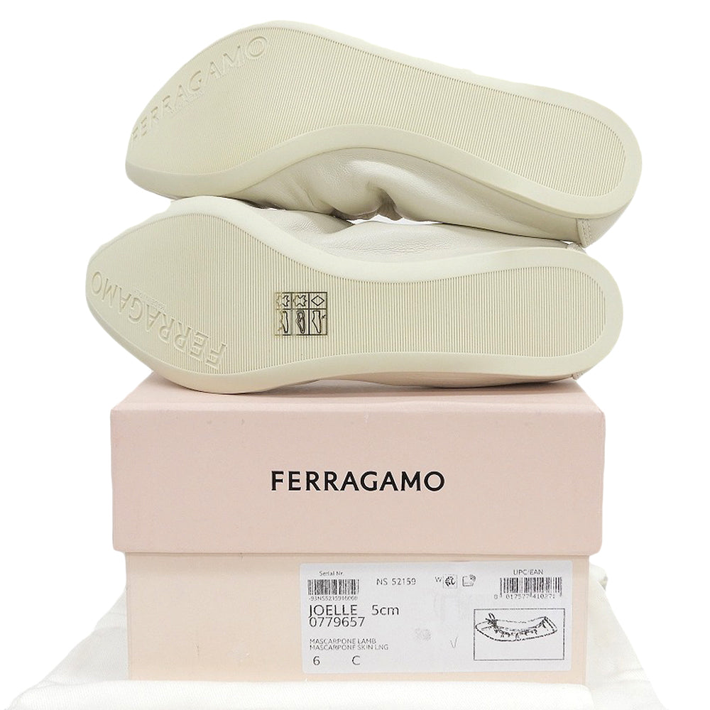 Salvatore Ferragamo サルヴァトーレフェラガモ 未使用 JOELLE ラムスキン バレリーナシューズ レディース ホワイト 6C シューズ