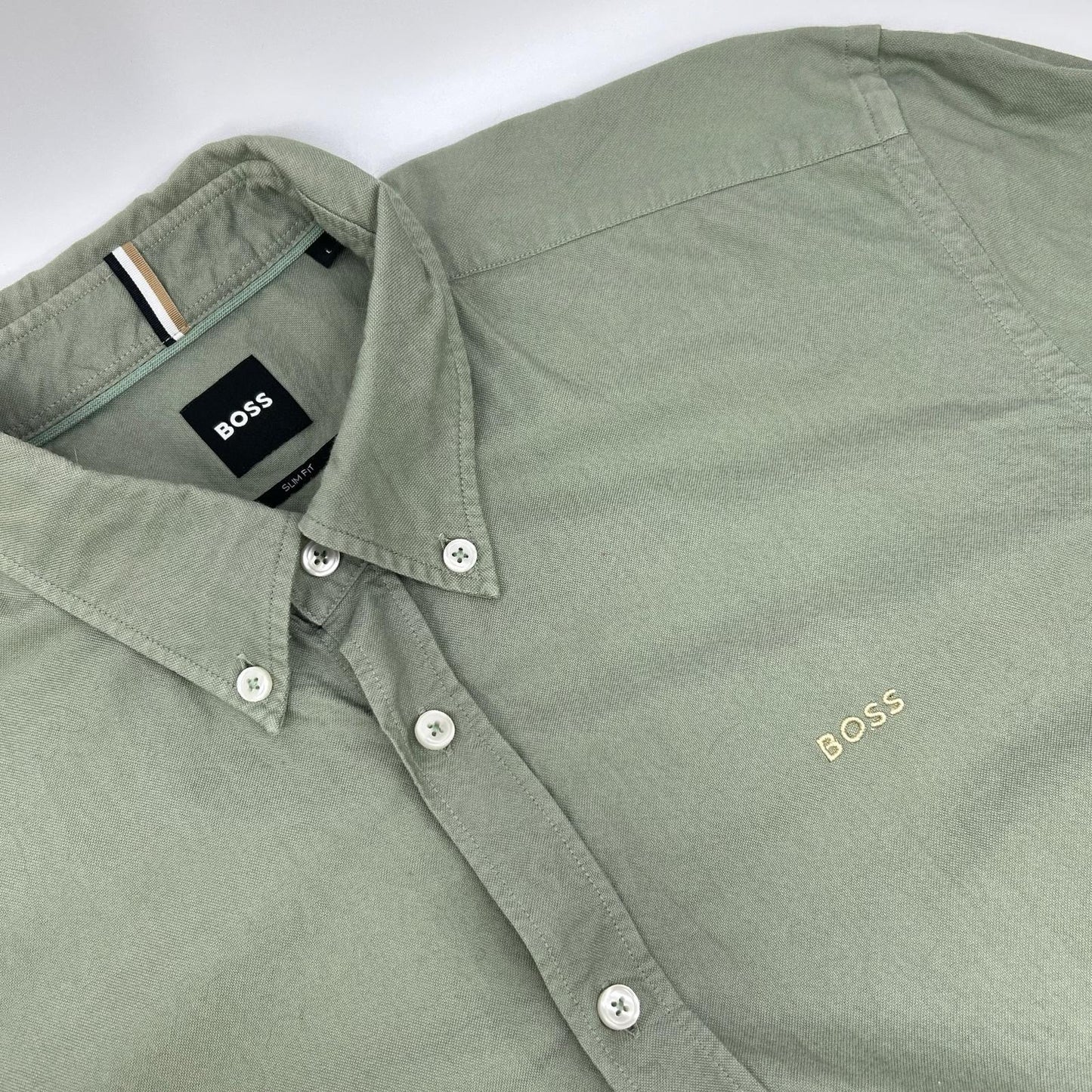 BOSS ボス グリーン H-Roan 50521996 スリムフィットシャツ トップス