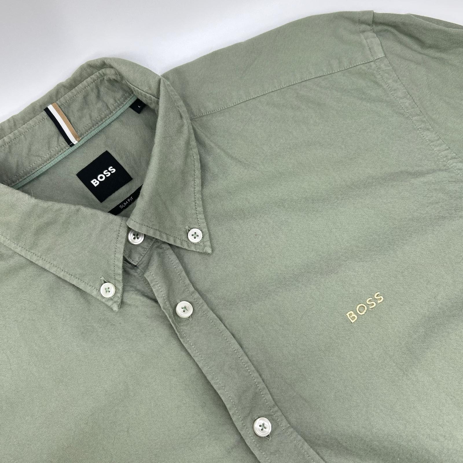 BOSS ボス グリーン H-Roan 50521996 スリムフィットシャツ トップス