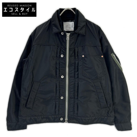 sacai サカイ ブラック 24-03555M ナイロン ツイル ブルゾン ジャケット