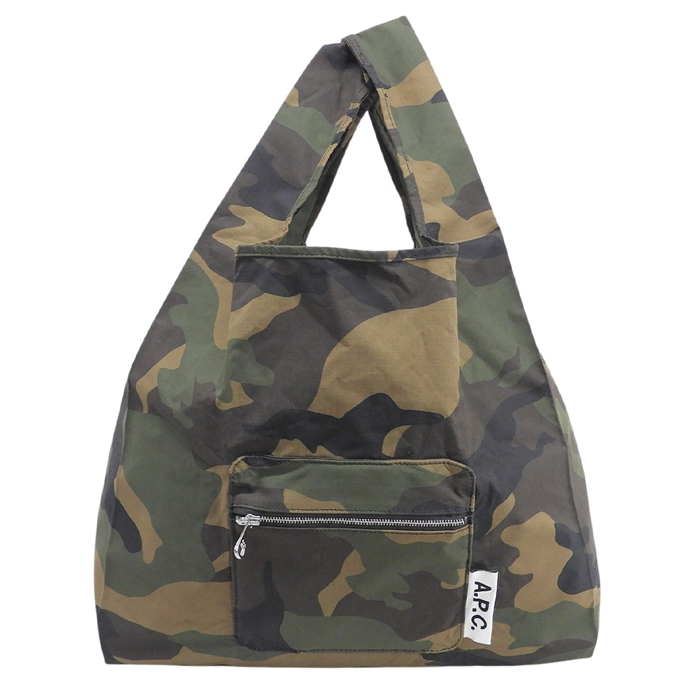 A.P.C. アーペーセー 美品 カモフラ SHOPPING ULTRALIGHT MINIMAL 22P エコバッグ トートバッグ レディース グリーン/ブラウン トートバッグ
