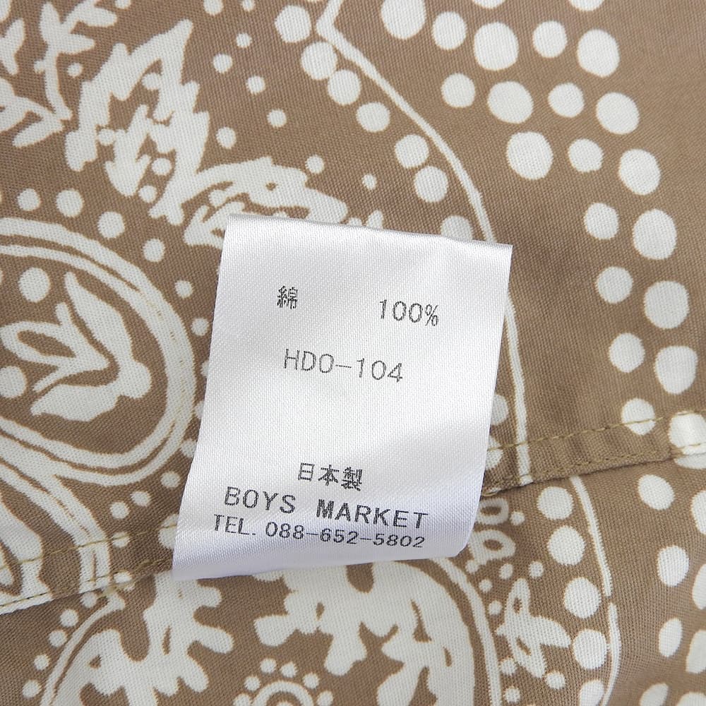 BOY'S MARKET ボーイズマーケット ペイズリープリント コットン BDシャツ トップス メンズ ブラウン S HDO-104 トップス