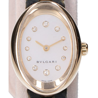BVLGARI ブルガリ 仕上げ済み 750 OV27G オーバル 12Pダイヤモンド シェル文字盤 クオーツ 腕時計