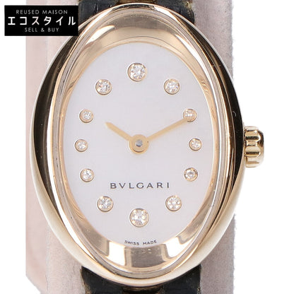 BVLGARI ブルガリ 仕上げ済み 750 OV27G オーバル 12Pダイヤモンド シェル文字盤 クオーツ 腕時計