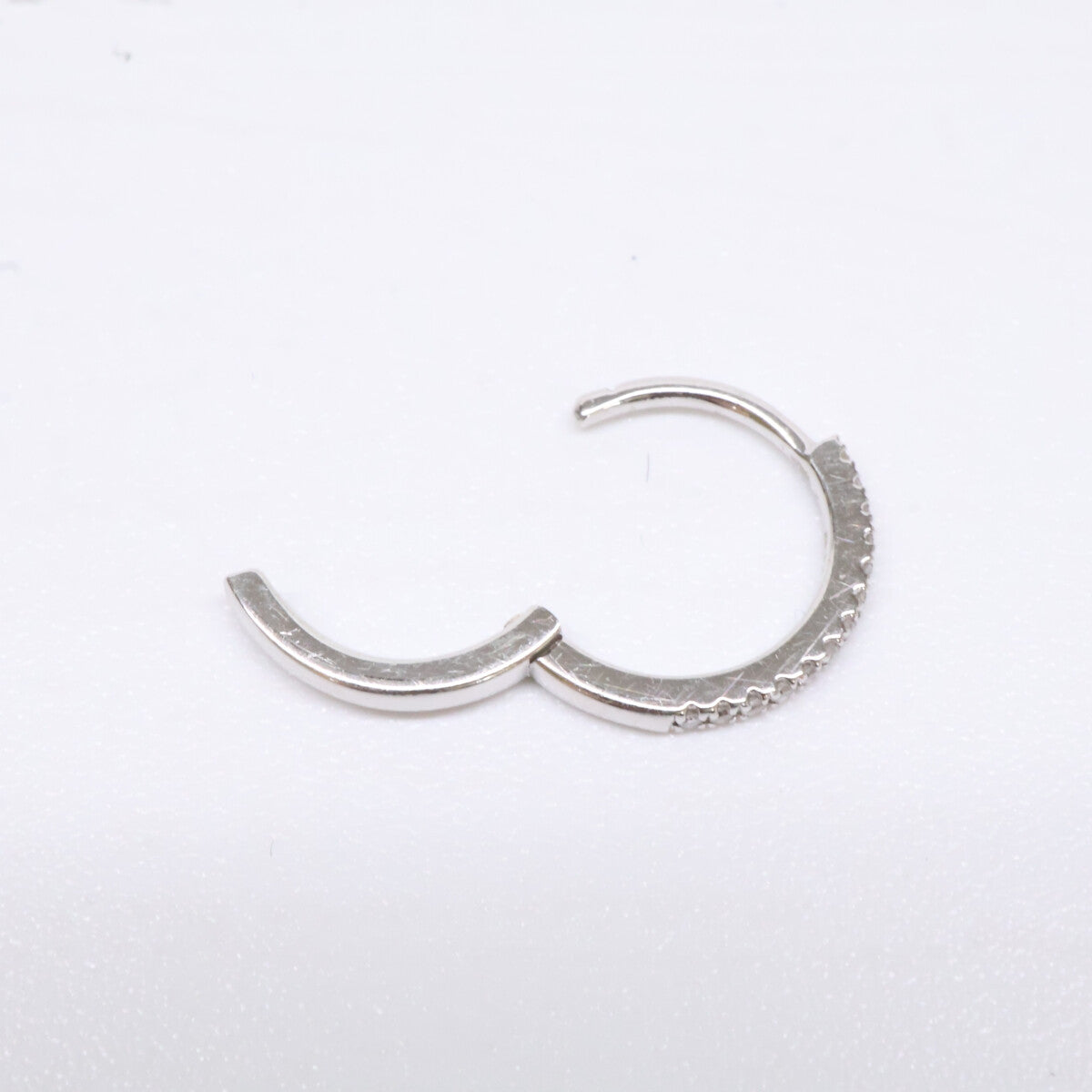bijou de m ビジュードエム 【美品】K14 D0.035 ダイヤモンド ミニ フープ 片耳 シングル ピアス