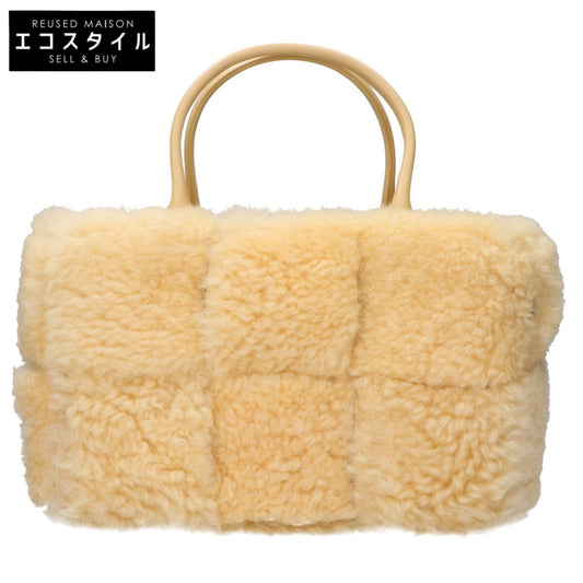 BOTTEGA VENETA ボッテガヴェネタ 新品同様 652867 ムートン シアリング ラムスキン スモール アルコ トートバッグ