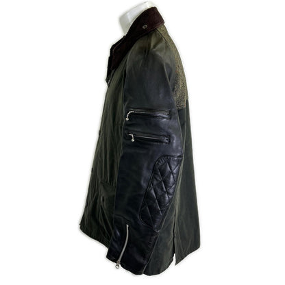 Barbour バブアー ｘJUNYA WATANABE MAN【美品】AD2017 WT-J102 BEDALE アームレザー切替 ビデイルジャケット ジャケット