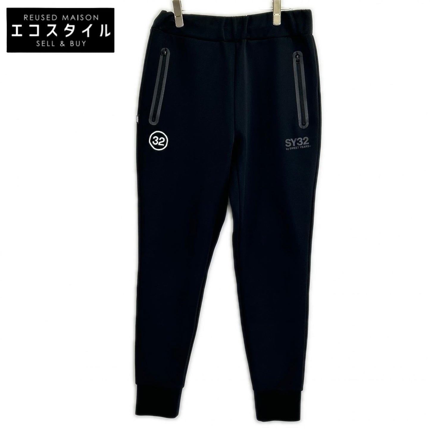 SY32 by SWEET YEARS SY32 by Sweet Years black 14116 DOUBLE KNIT EMBROIDERY LOGO long pants bottoms
