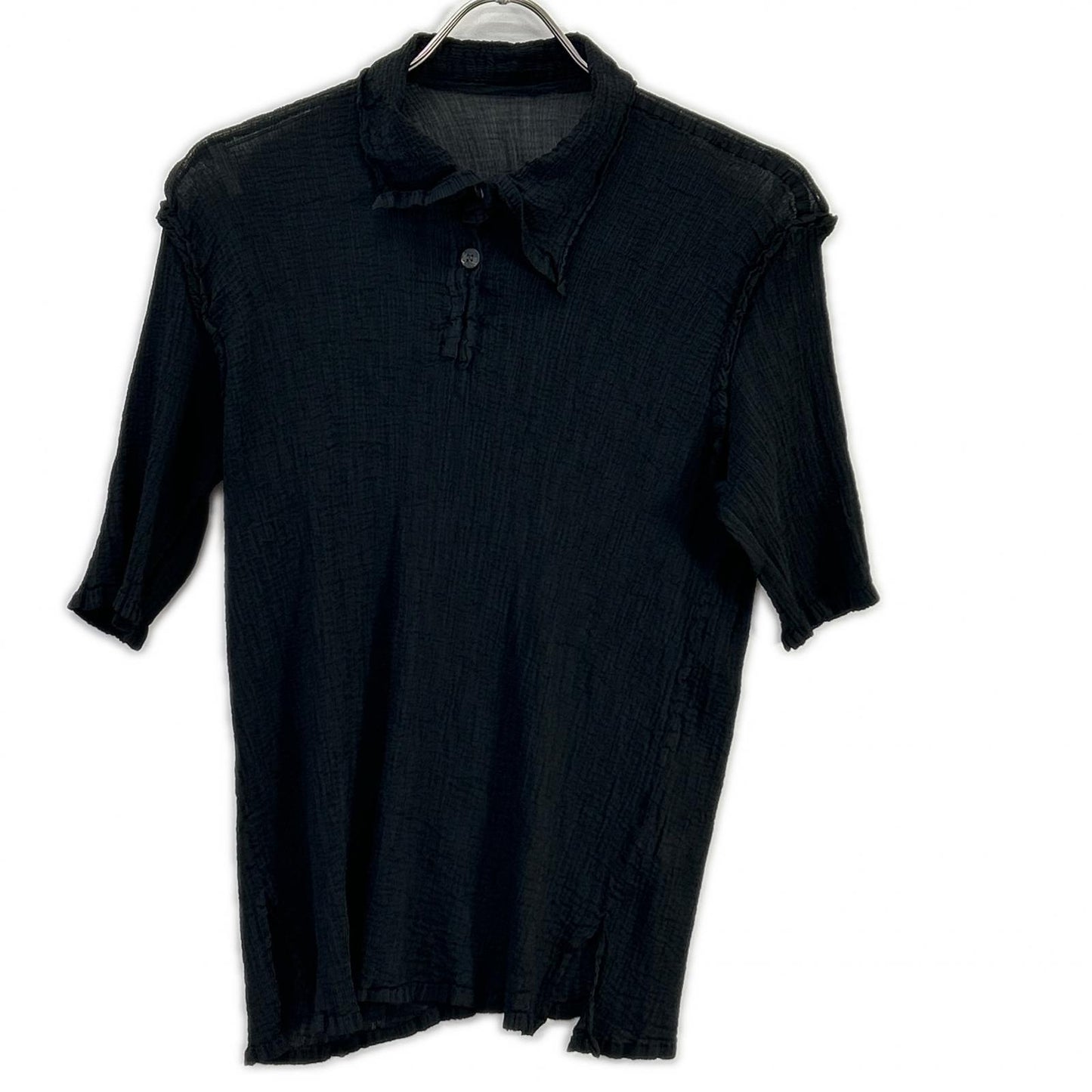 MeISSEYMIYAKE ミーイッセイミヤケ ブラック MI62FM772 SEE-THROUGH CREPE COLOR トップス