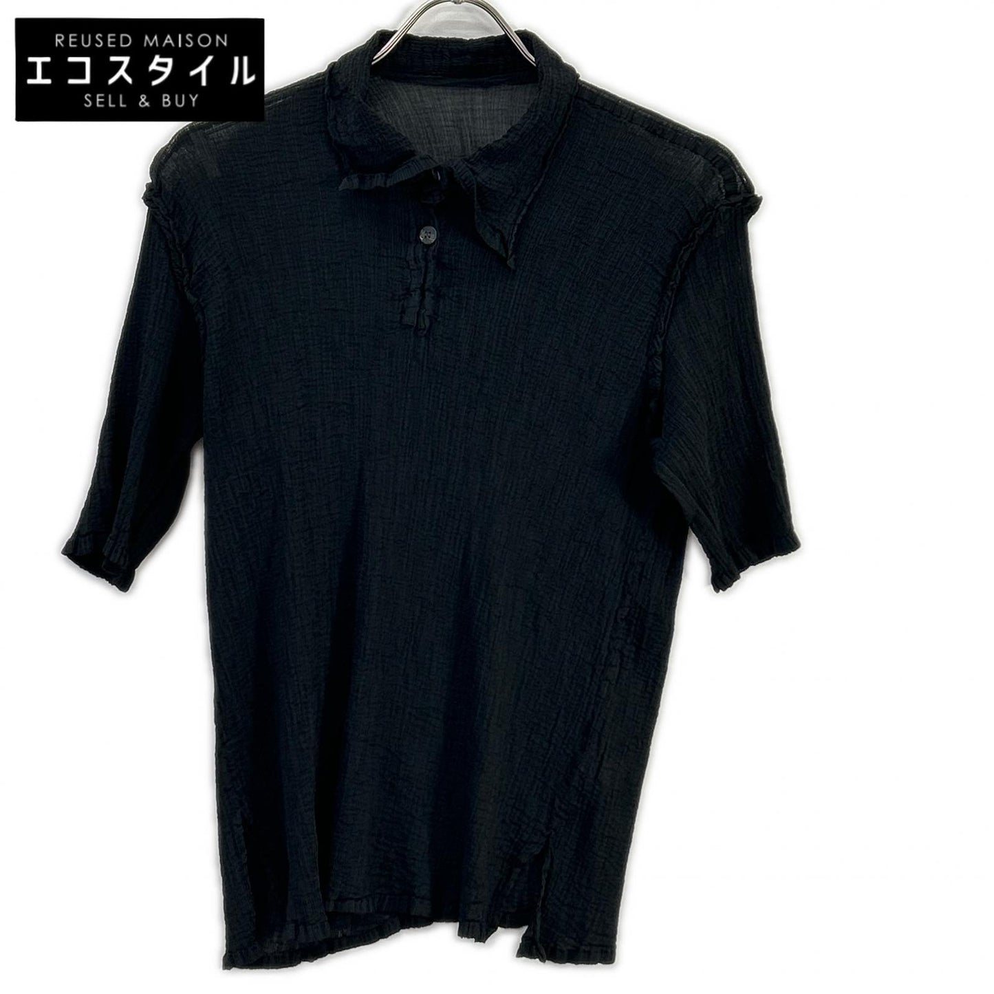 MeISSEYMIYAKE ミーイッセイミヤケ ブラック MI62FM772 SEE-THROUGH CREPE COLOR トップス