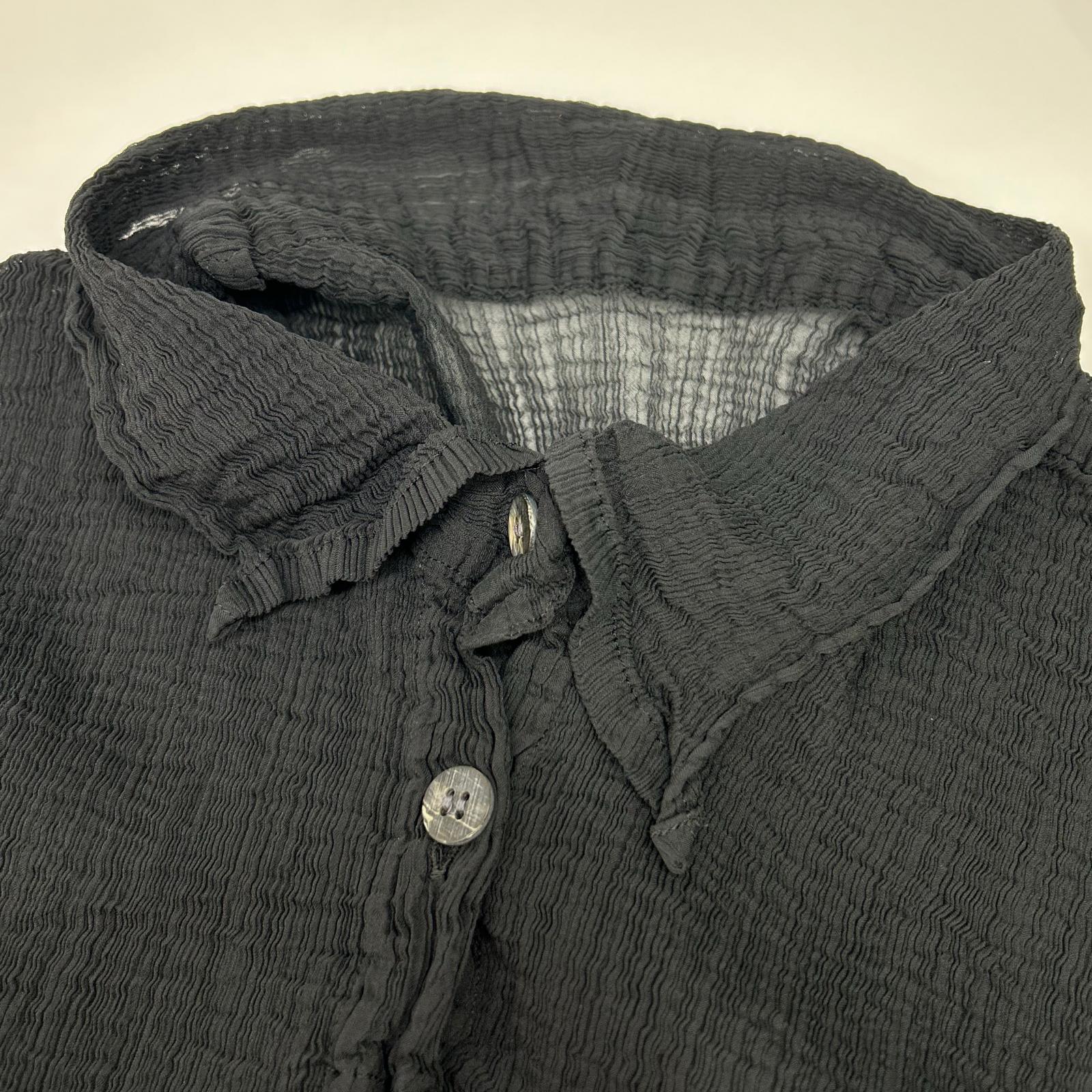 MeISSEYMIYAKE ミーイッセイミヤケ ブラック MI62FM772 SEE-THROUGH CREPE COLOR トップス