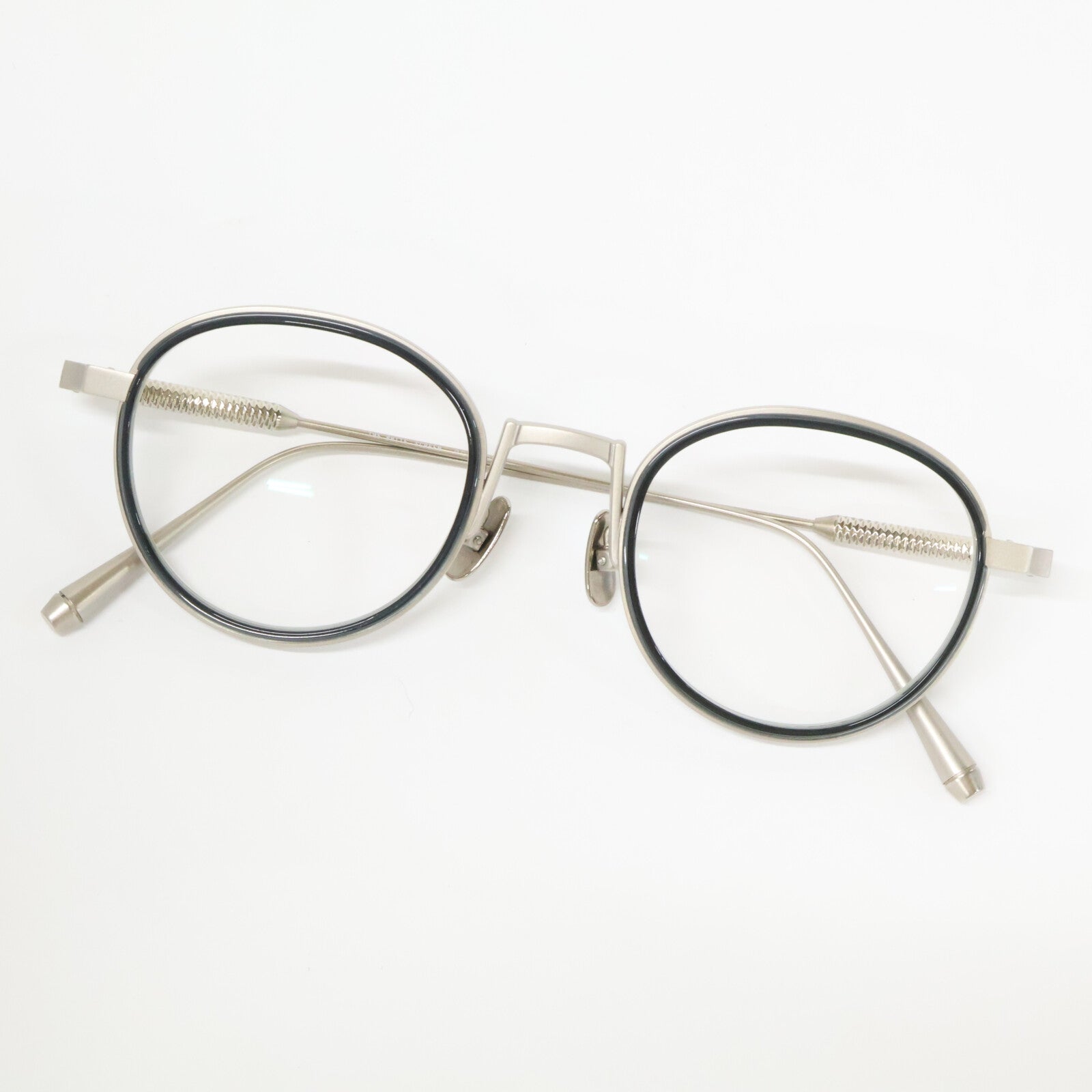THE WHITE SCREEN ホワイトスクリーン 【美品】POINT PLUS ACETATE/TITANIUM ポイントプラス 度入りレンズ ボストンシェイプ アイウェア 眼鏡
