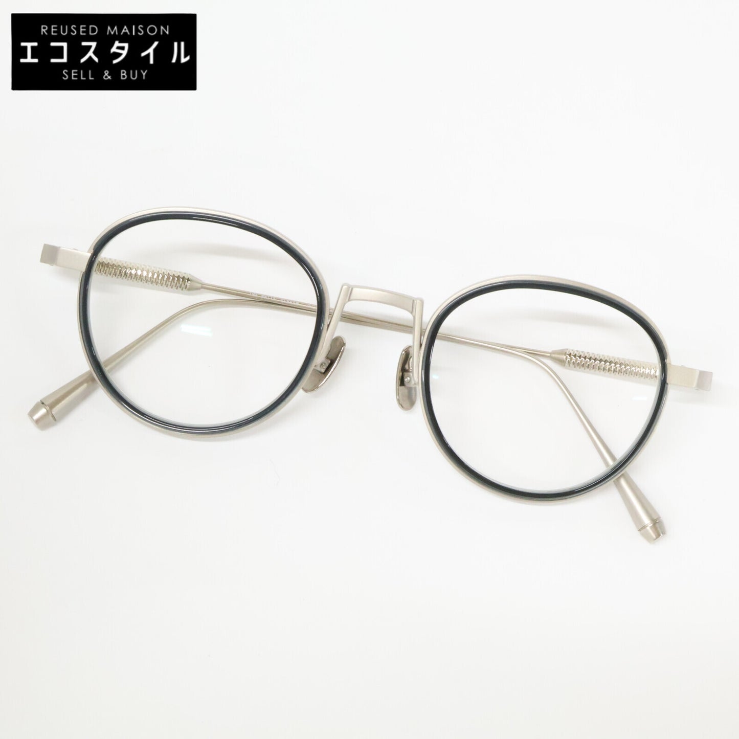 THE WHITE SCREEN ホワイトスクリーン 【美品】POINT PLUS ACETATE/TITANIUM ポイントプラス 度入りレンズ ボストンシェイプ アイウェア 眼鏡
