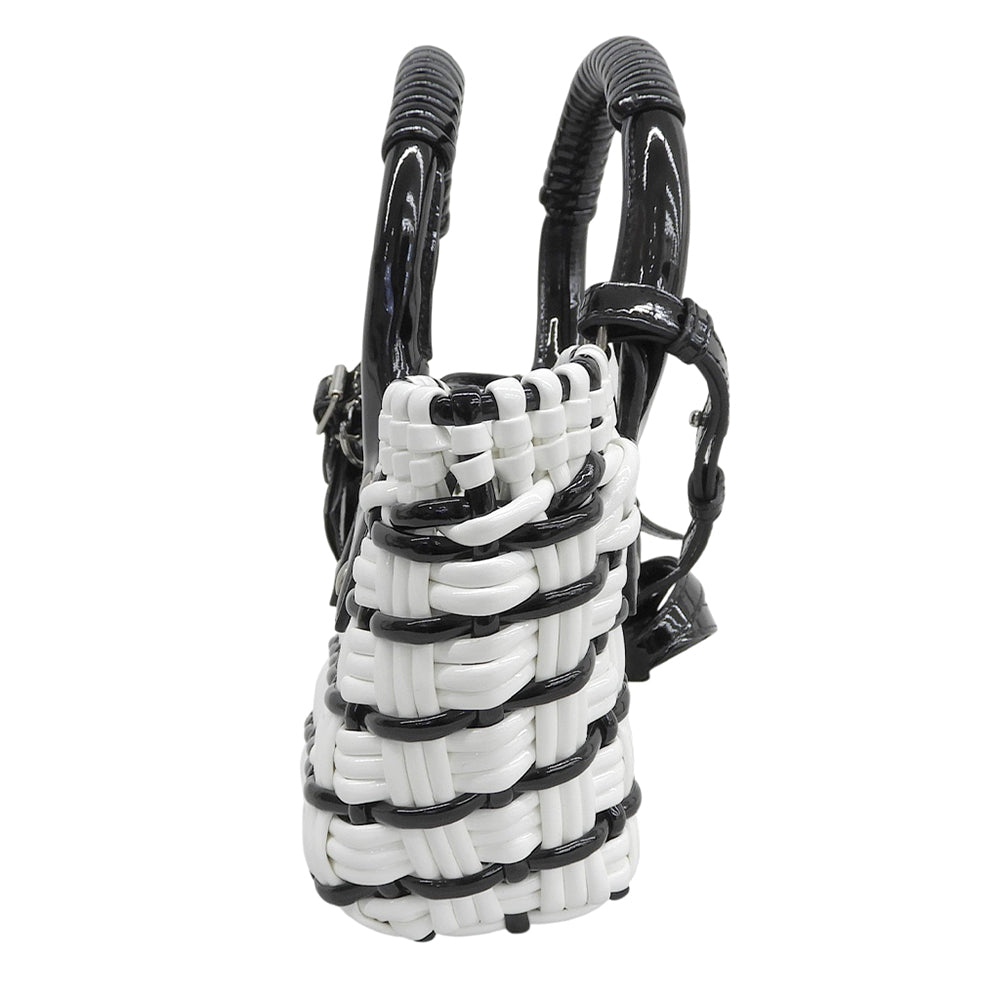 BALENCIAGA バレンシアガ 美品 ビストロXXS 2WAYかごバッグ ハンドバッグ レディース ブラック/ホワイト 678028 ハンドバッグ