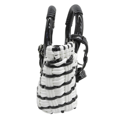 BALENCIAGA バレンシアガ 美品 ビストロXXS 2WAYかごバッグ ハンドバッグ レディース ブラック/ホワイト 678028 ハンドバッグ