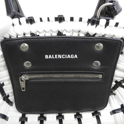 BALENCIAGA バレンシアガ 美品 ビストロXXS 2WAYかごバッグ ハンドバッグ レディース ブラック/ホワイト 678028 ハンドバッグ