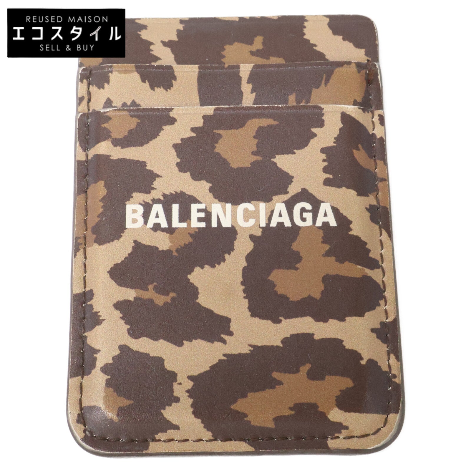 BALENCIAGA バレンシアガ CASH レオパード柄 マグネット式 カードポケット スマホポケット カードケース