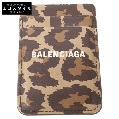 BALENCIAGA バレンシアガ CASH レオパード柄 マグネット式 カードポケット スマホポケット カードケース